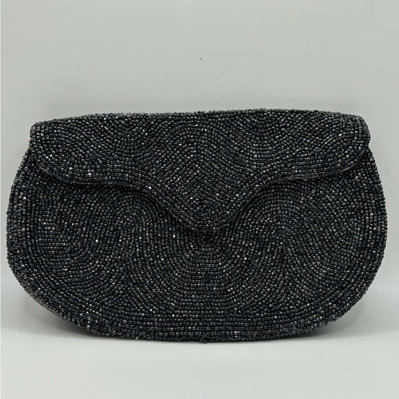 VINTAGE Handmade, hand beaded, black clutch. Made in Belgium, by Walborg - Picture 1 of 14